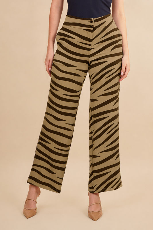 Pantalón Estampado Marrón Claro