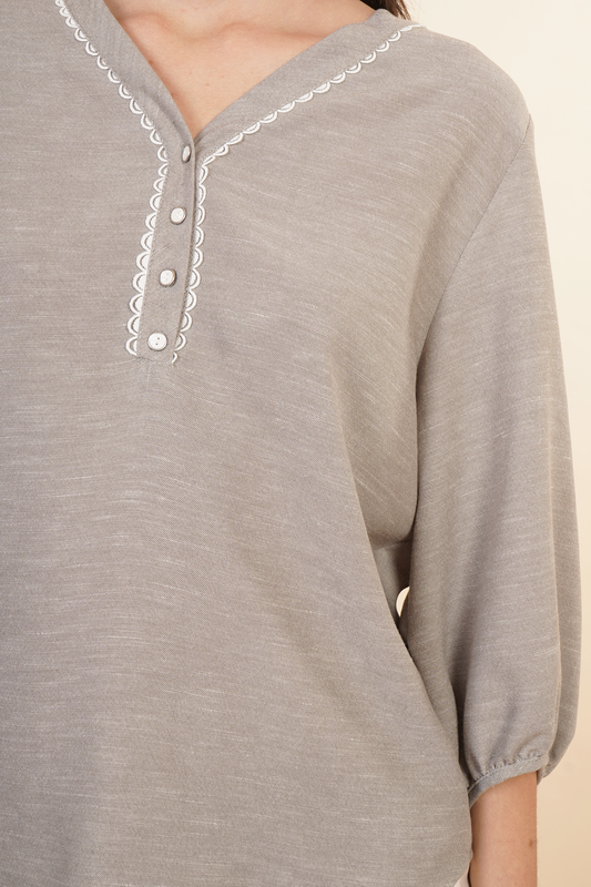 Blusa De Manga 3/4 Gris 262051