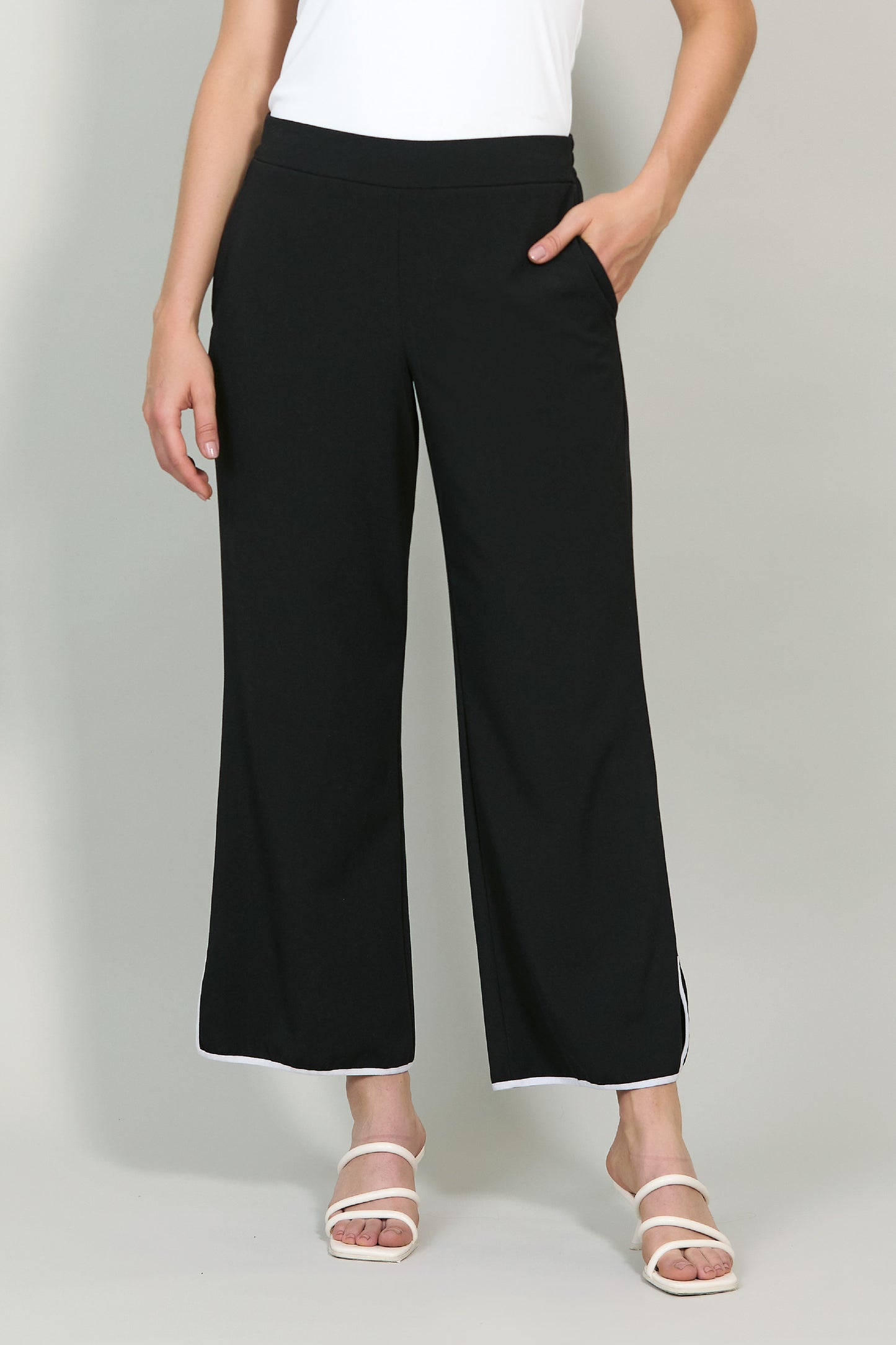 Pantalón amplio con ribete en ruedo 2510047