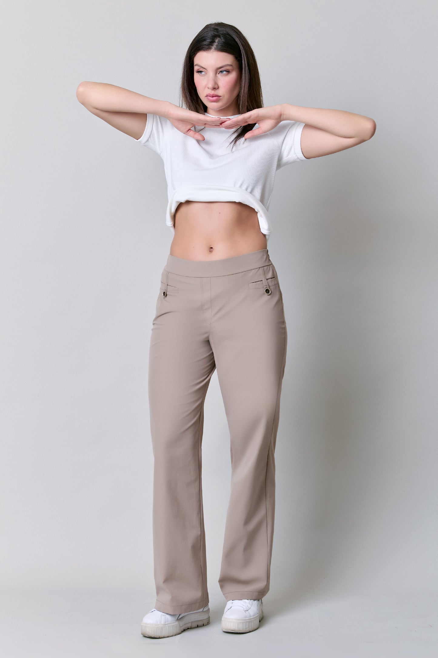 Pantalón gabardina con elástico atrás 251043