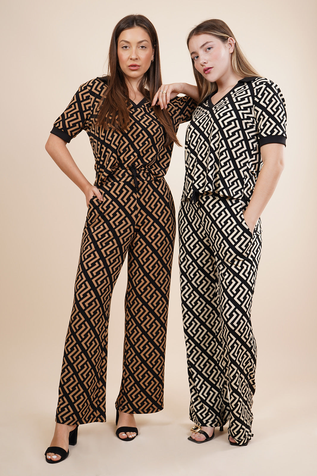 Pantalón estampado con cinta y resorte en pretina 251091