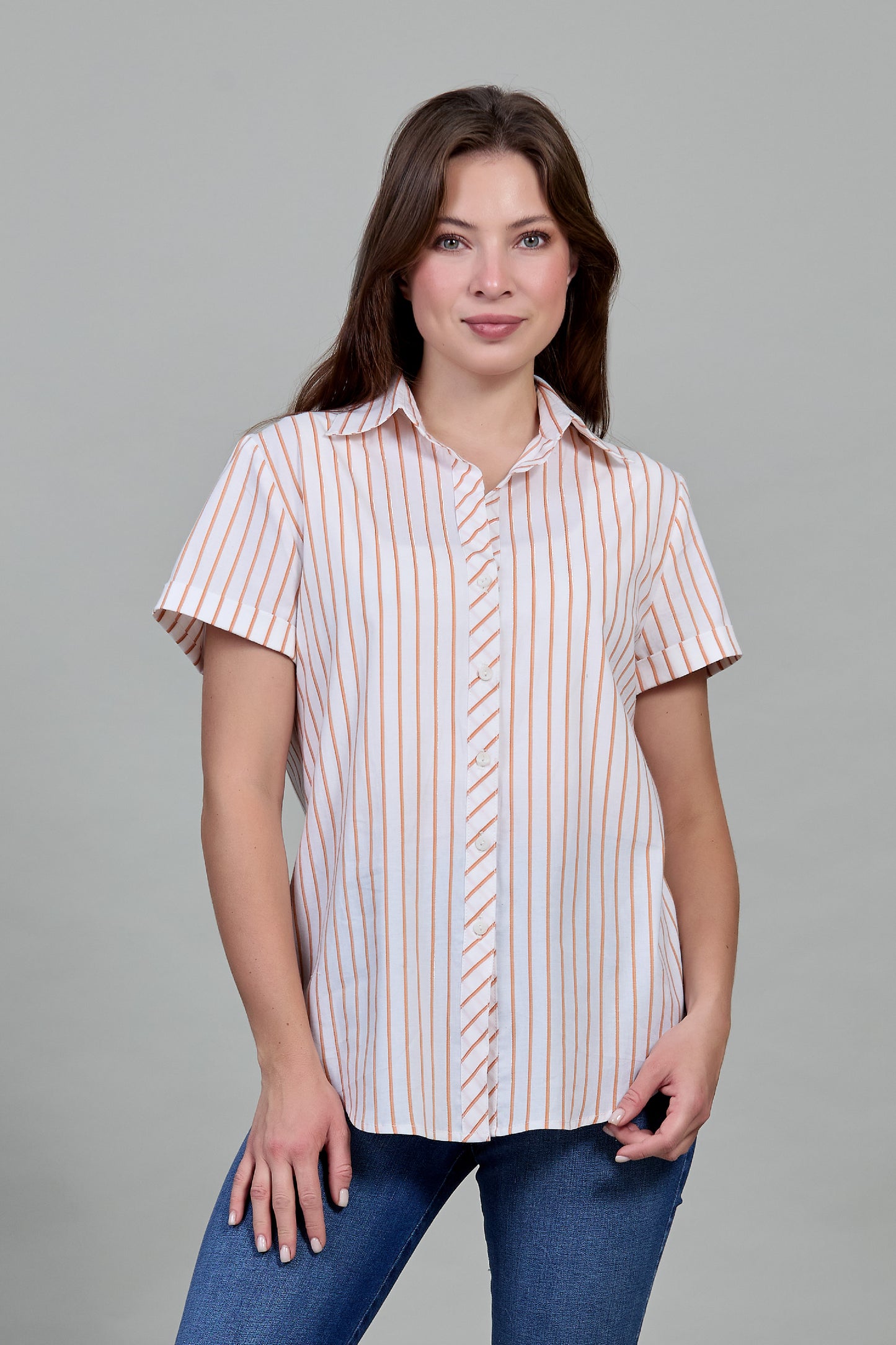 Blusa a rayas, manga corta 252002