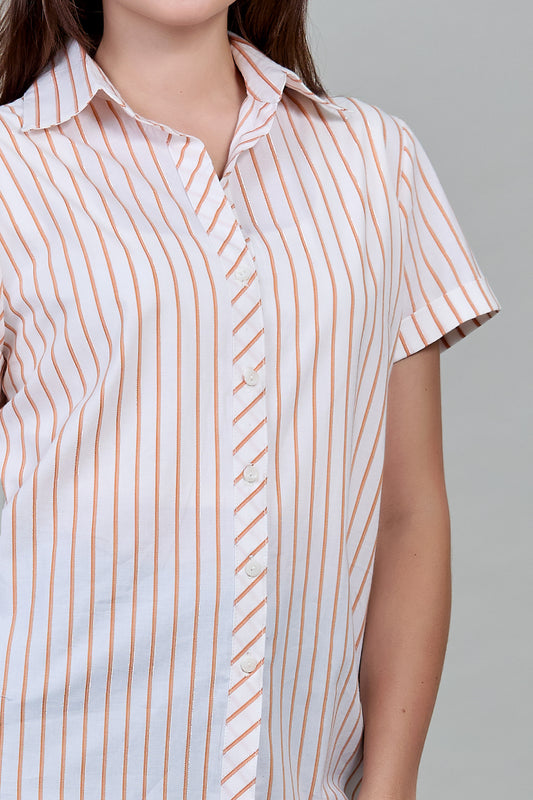 Blusa a rayas, manga corta 252002