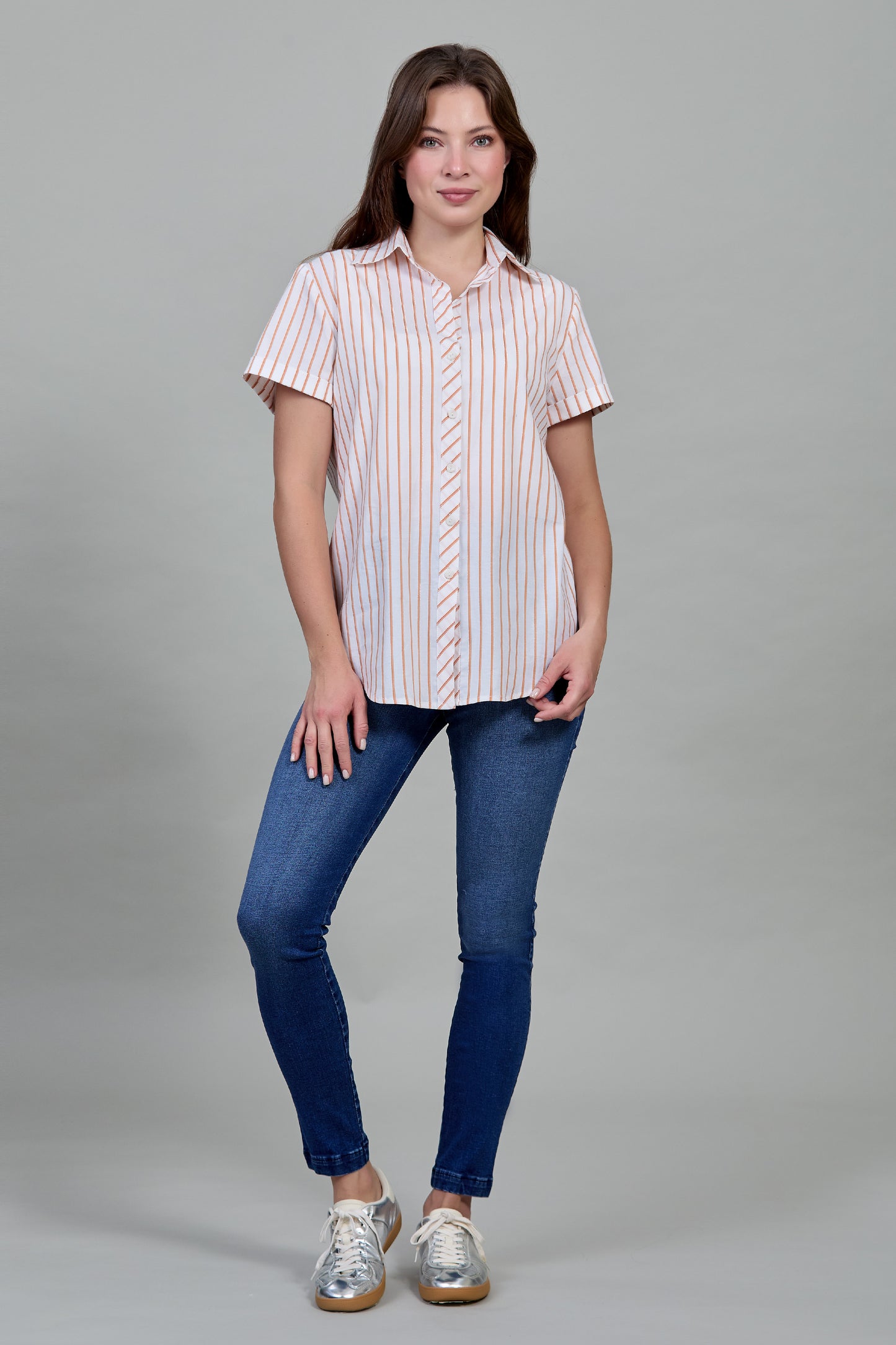 Blusa a rayas, manga corta 252002