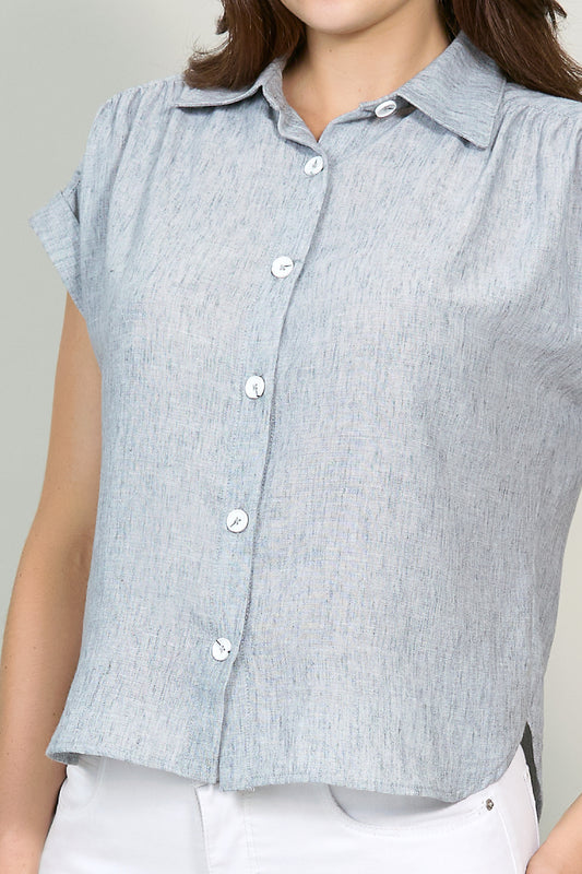 Blusa manga corta con detalle de dobles 252035