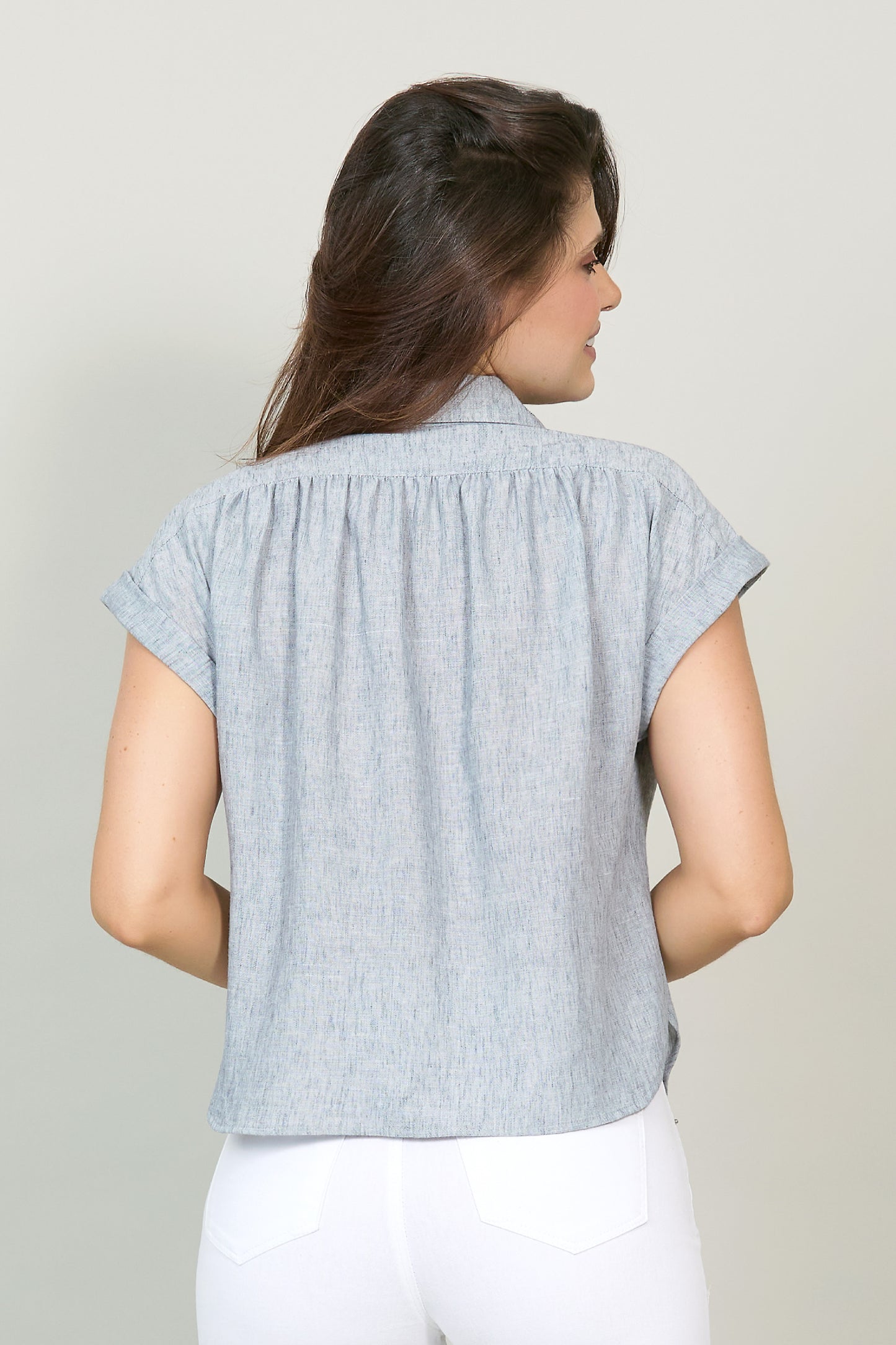 Blusa manga corta con detalle de dobles 252035
