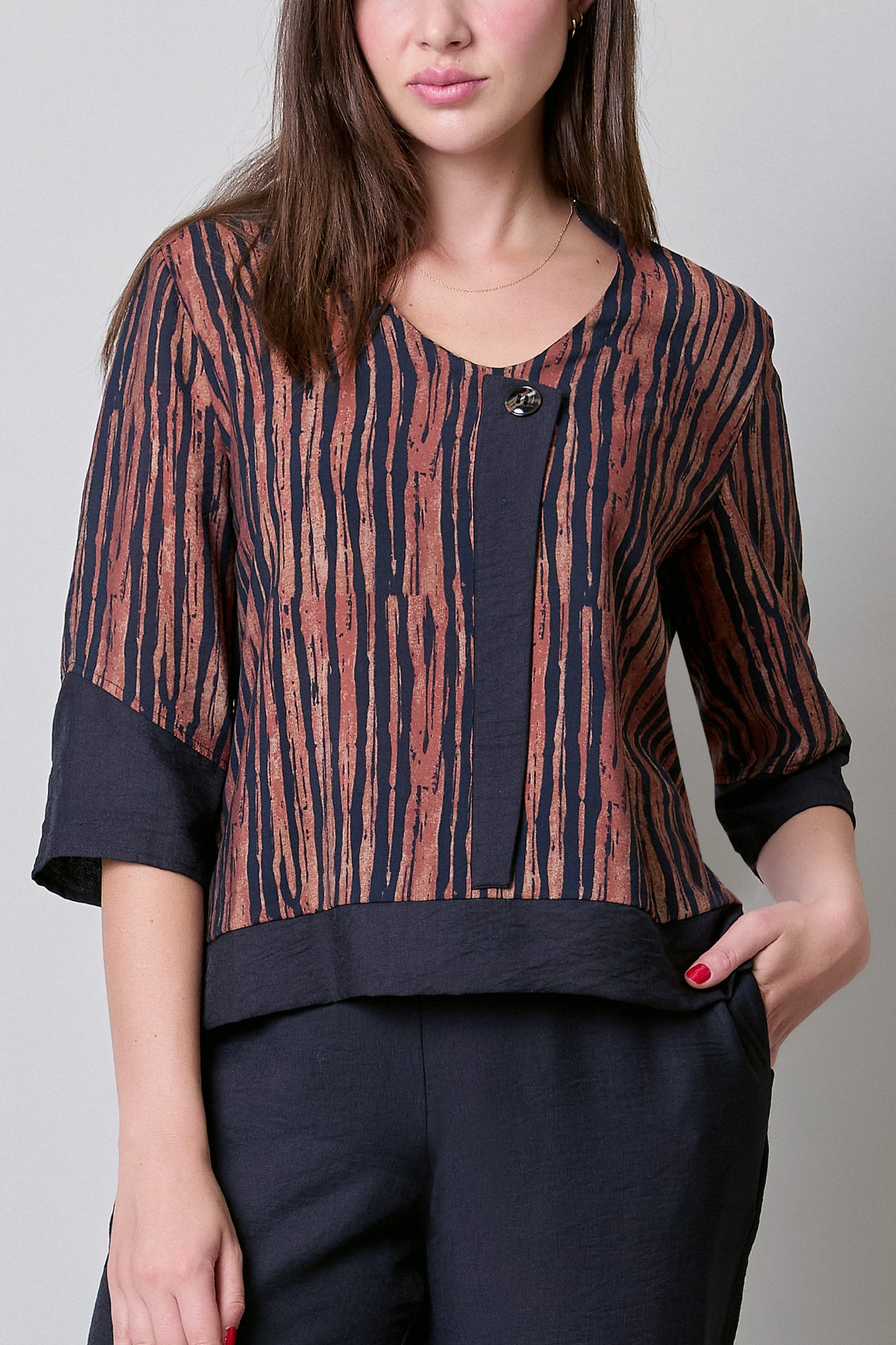 Blusa manga 3/4, estampado rayado 252052