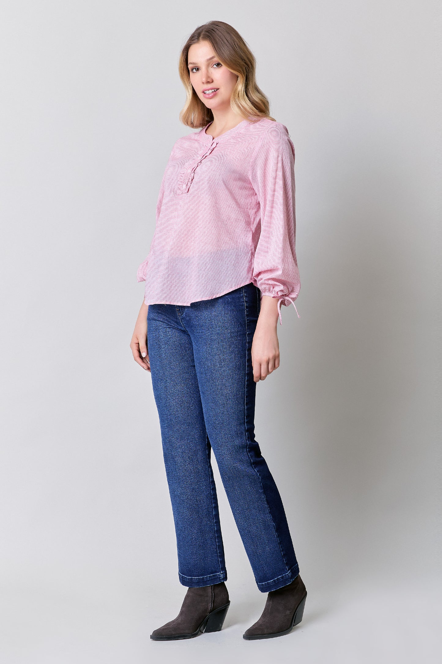 Blusa en voile, estampado rayas 252054