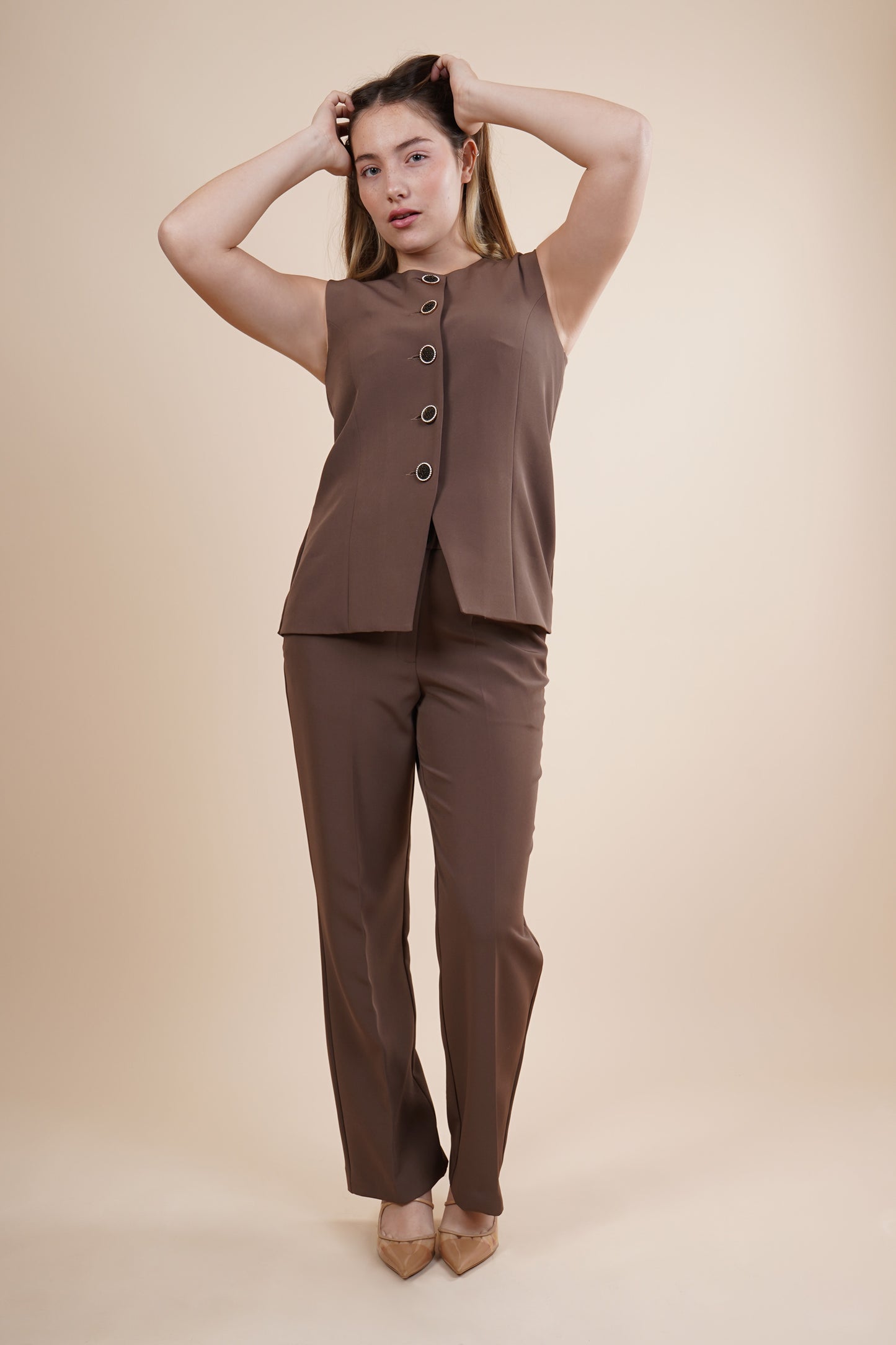 Chaleco formal cuello redondo sin mangas 254028