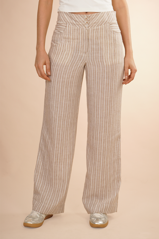 Pantalon De Rayas Cafe 261016