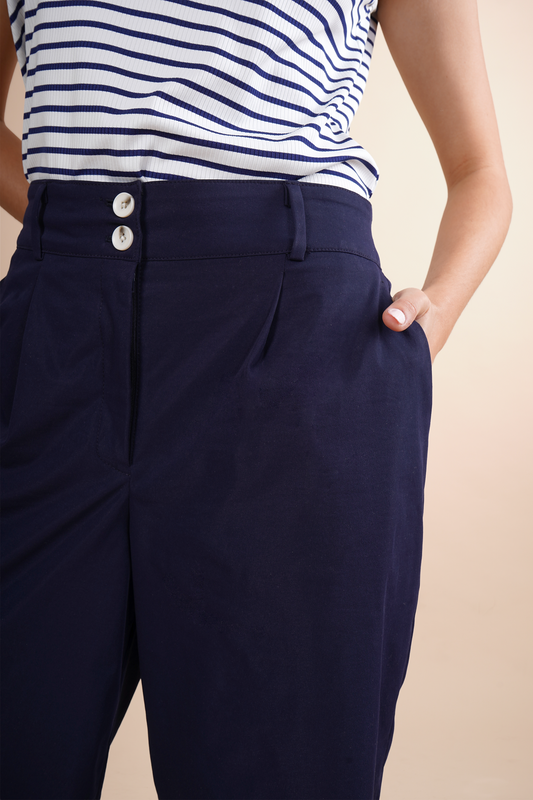 Bermuda Con Plieges Azul 261010