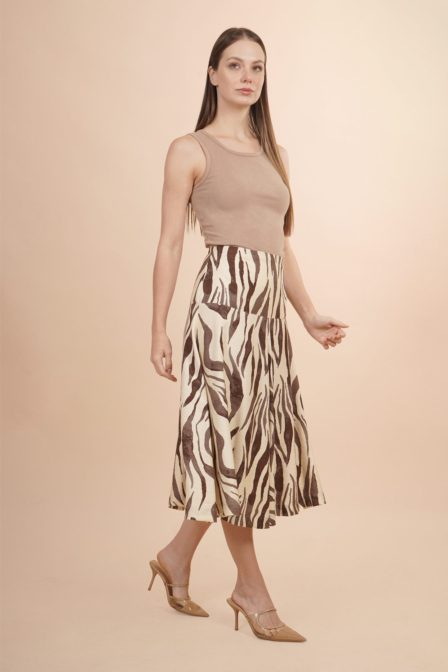 Falda Midi Animal Print con Vuelo 261064