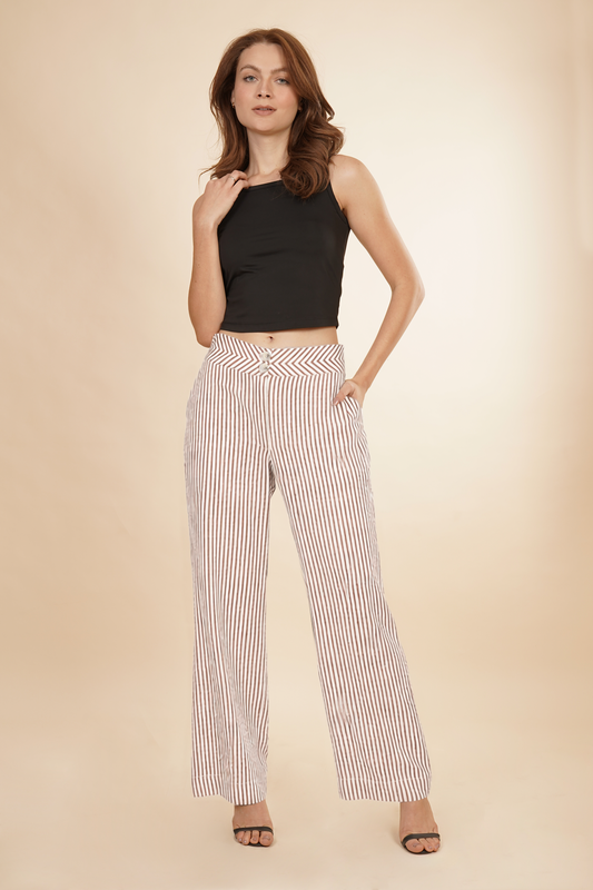 Pantalon A rayas Cafe 261019