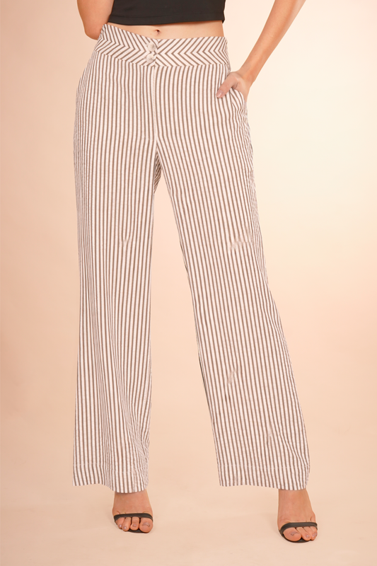 Pantalon A rayas Cafe 261019