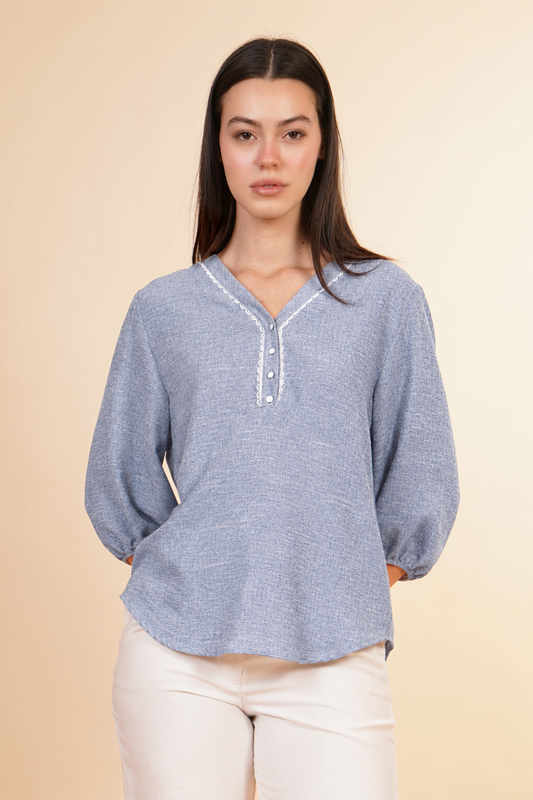 Blusa De Manga 3/4 Azul 262051