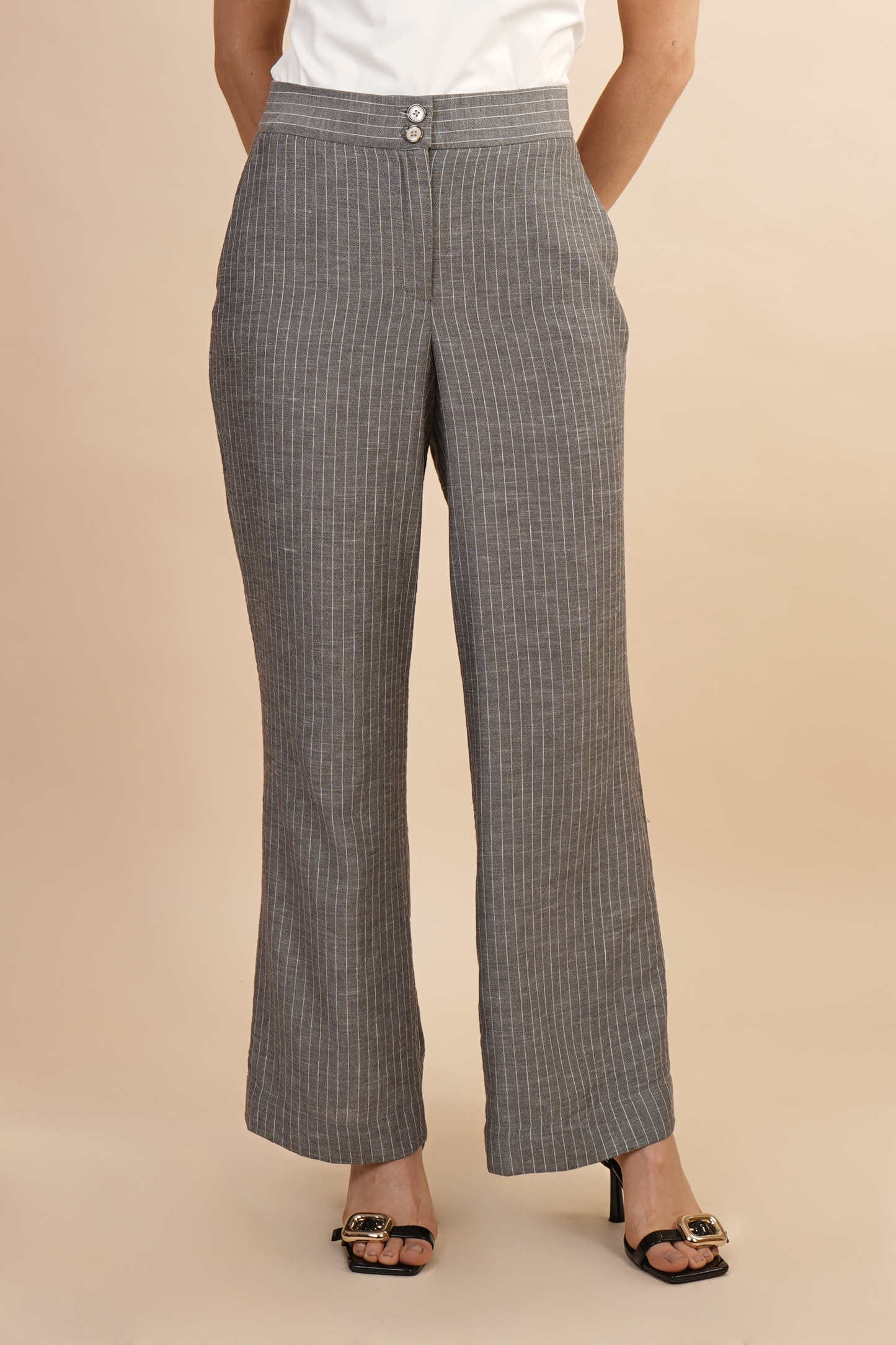 Pantalon A Rayas Gris 261041