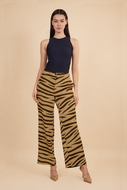 Pantalón Estampado Marrón Claro