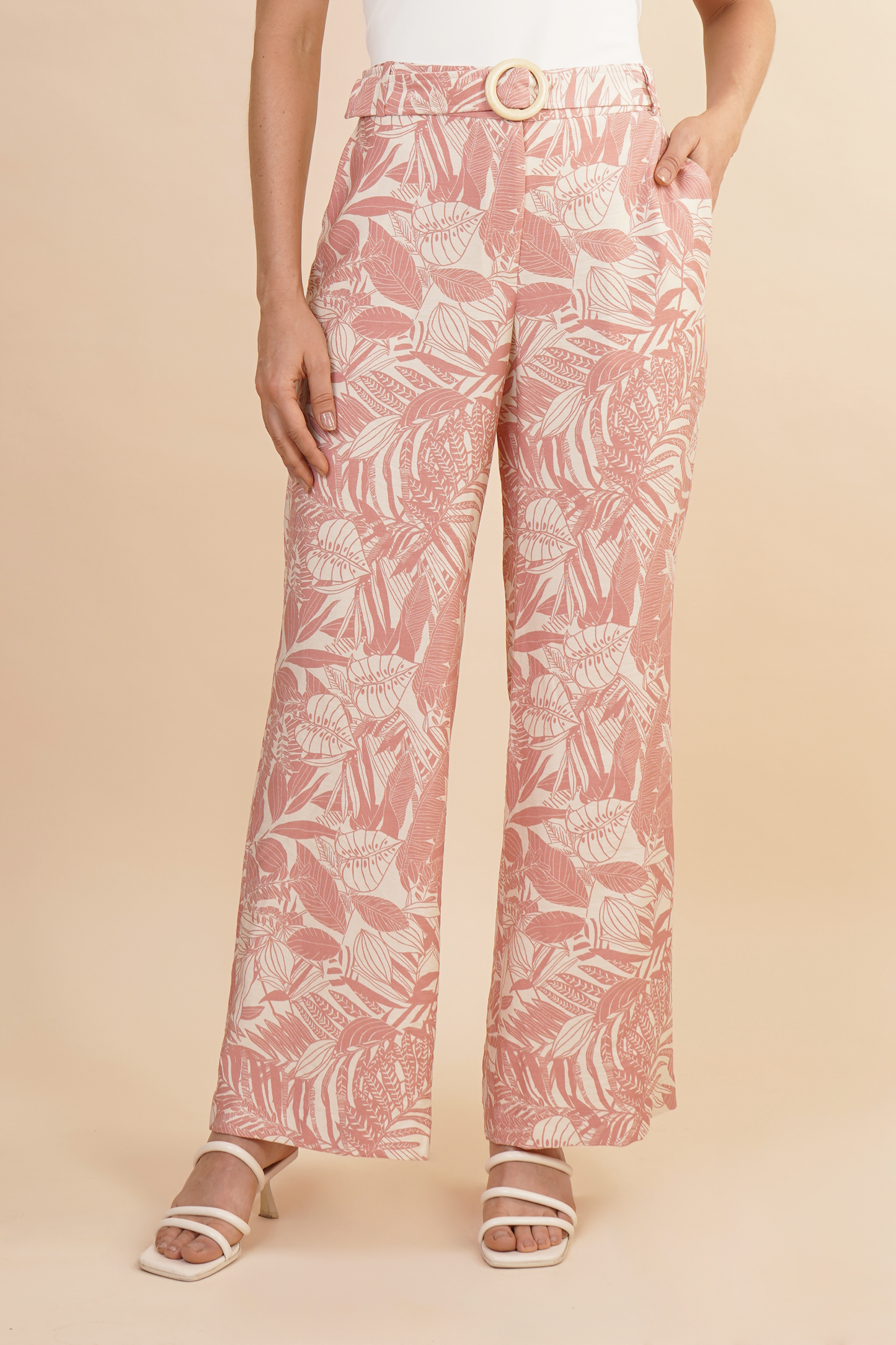 Pantalon Rosa  Estampado Tropical 261039