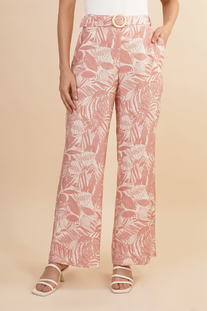 Pantalon Rosa  Estampado Tropical 261039
