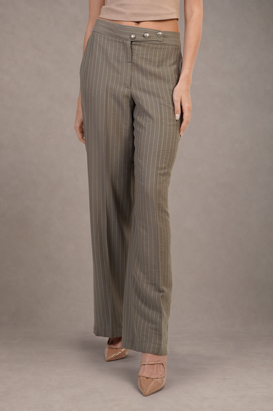 Pantalón Verde Olivo De Rayas