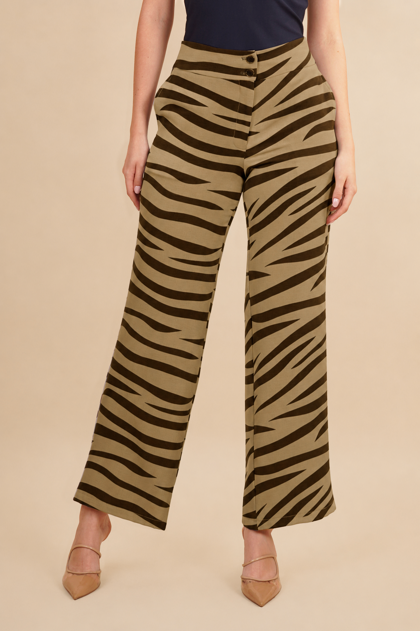 Pantalón Estampado Marrón Claro