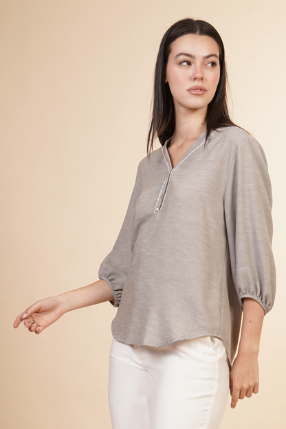 Blusa De Manga 3/4 Gris 262051