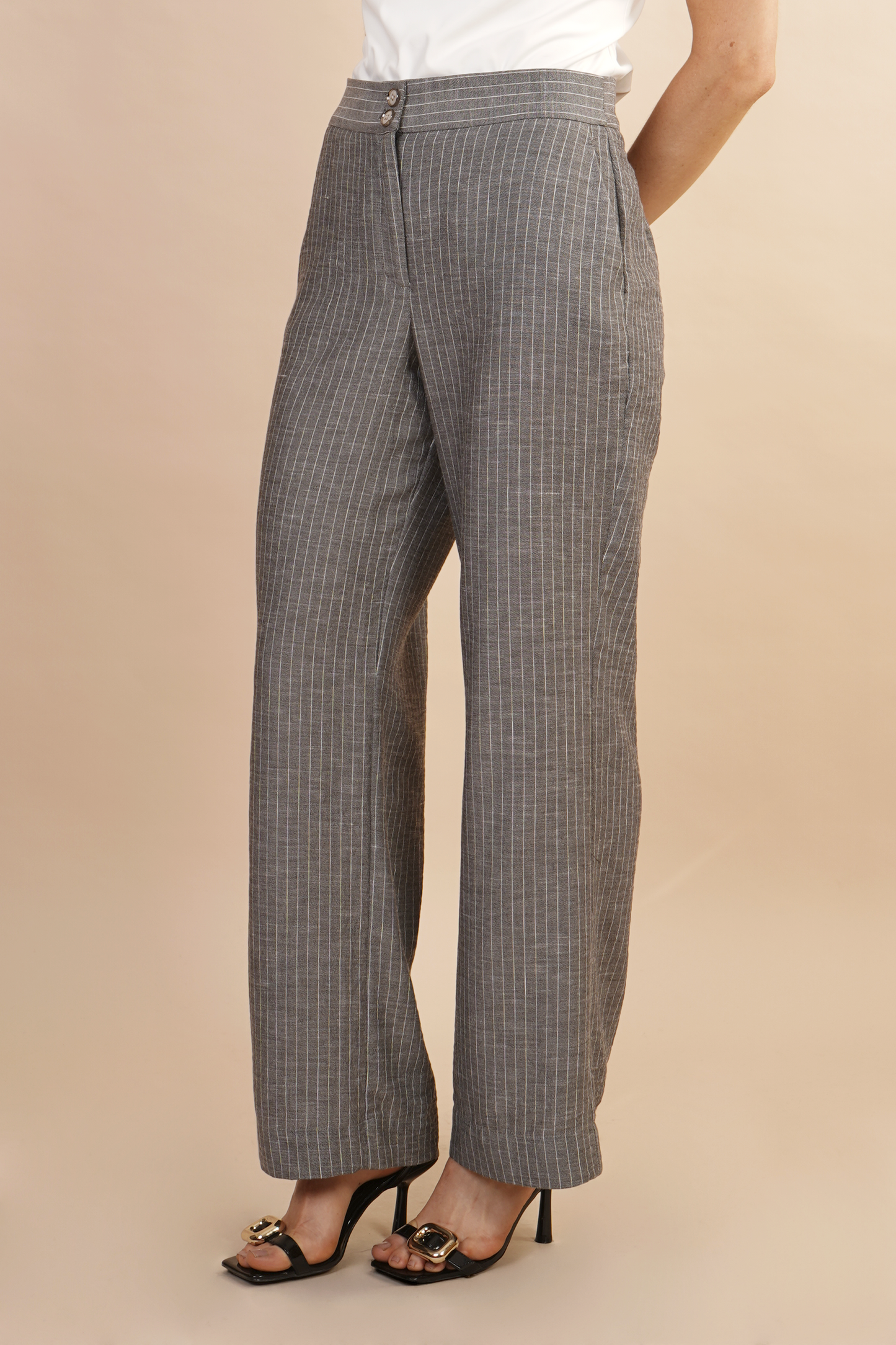 Pantalon A Rayas Gris 261041