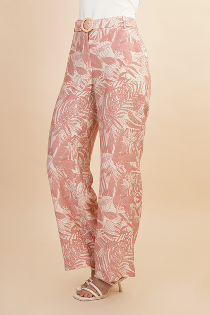Pantalon Rosa  Estampado Tropical 261039