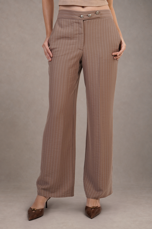Pantalón Camel De Rayas