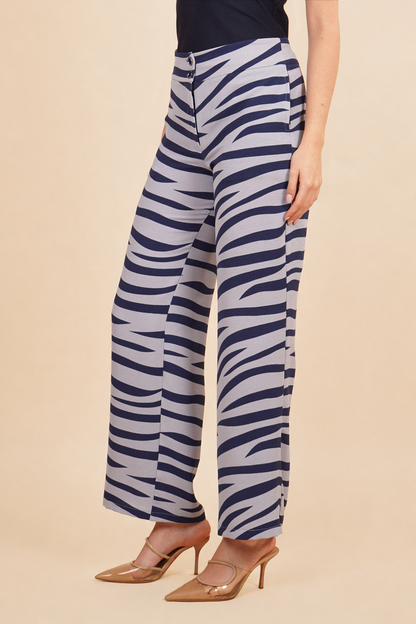 Pantalón Estampado De Rayas Azules