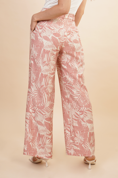 Pantalon Rosa  Estampado Tropical 261039