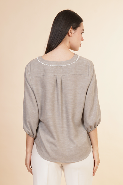 Blusa De Manga 3/4 Gris 262051
