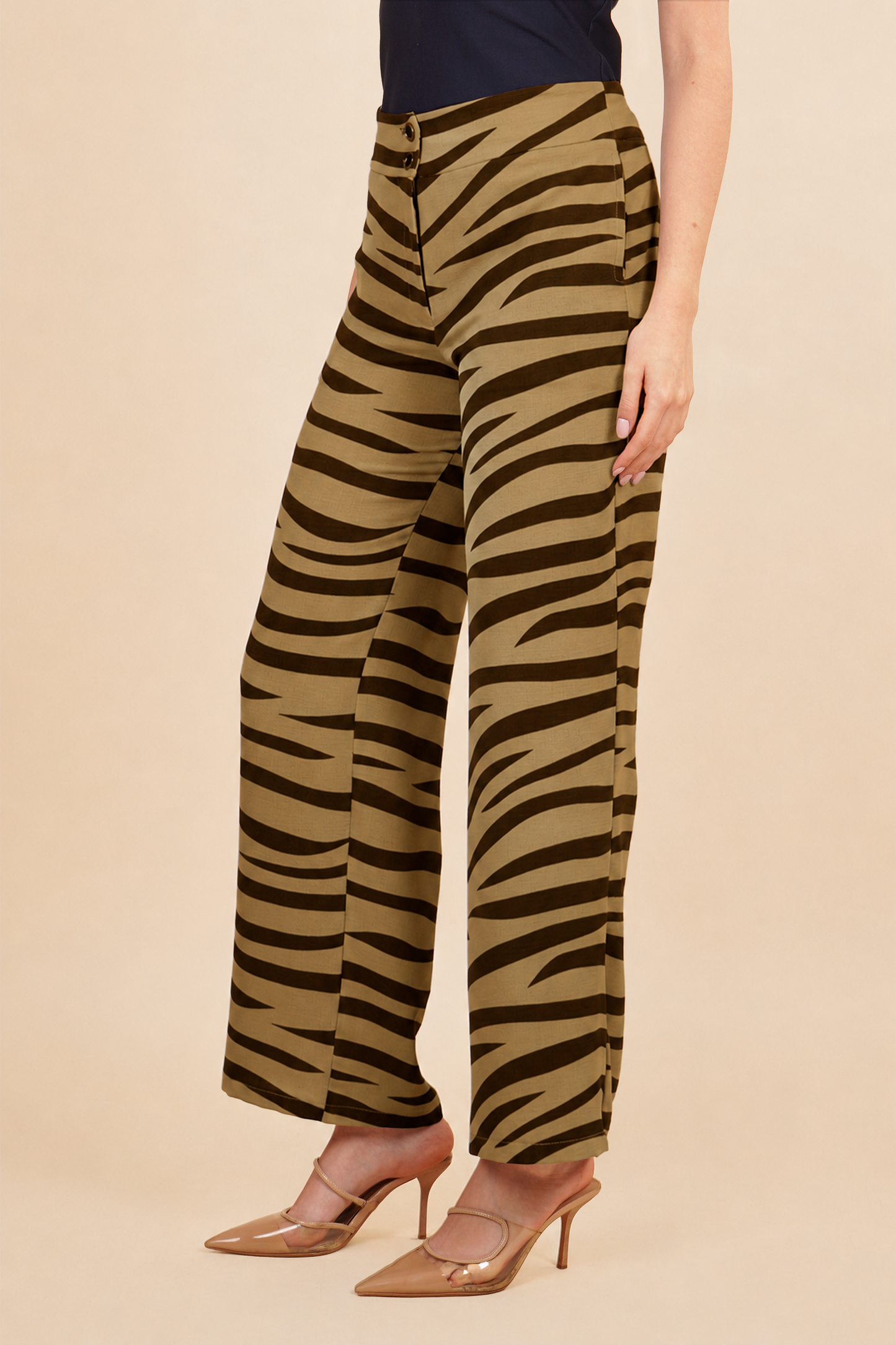 Pantalón Estampado Marrón Claro