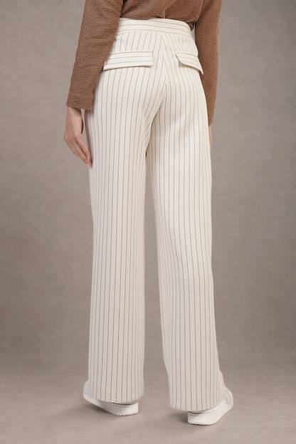 Pantalón Beige De Rayas