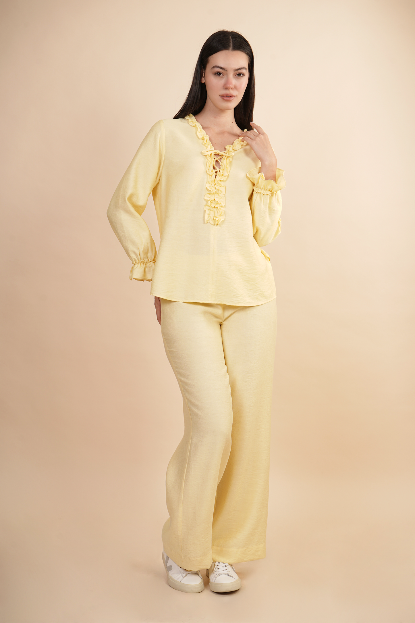 Blusón con olanes Amarillo 262039