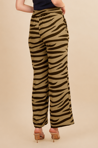 Pantalón Estampado Marrón Claro
