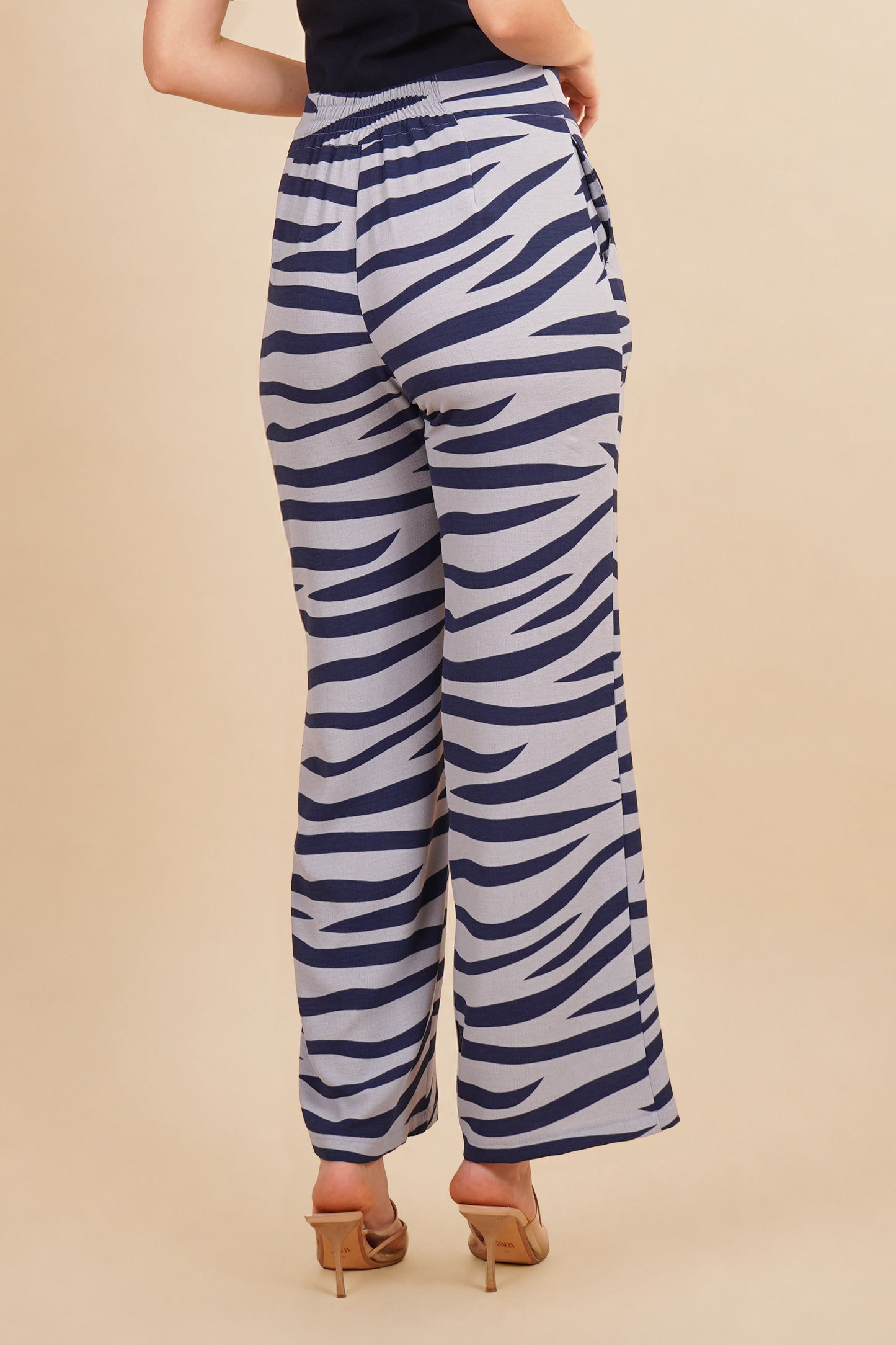 Pantalón Estampado De Rayas Azules