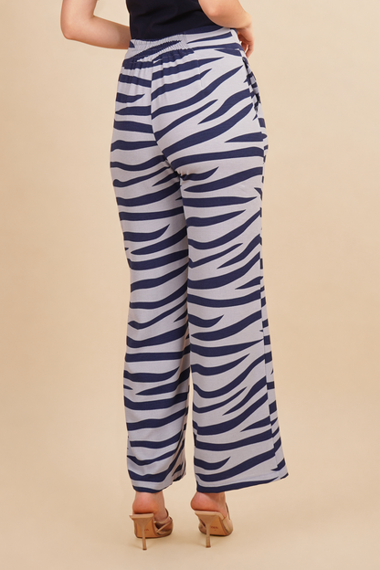 Pantalón Estampado De Rayas Azules