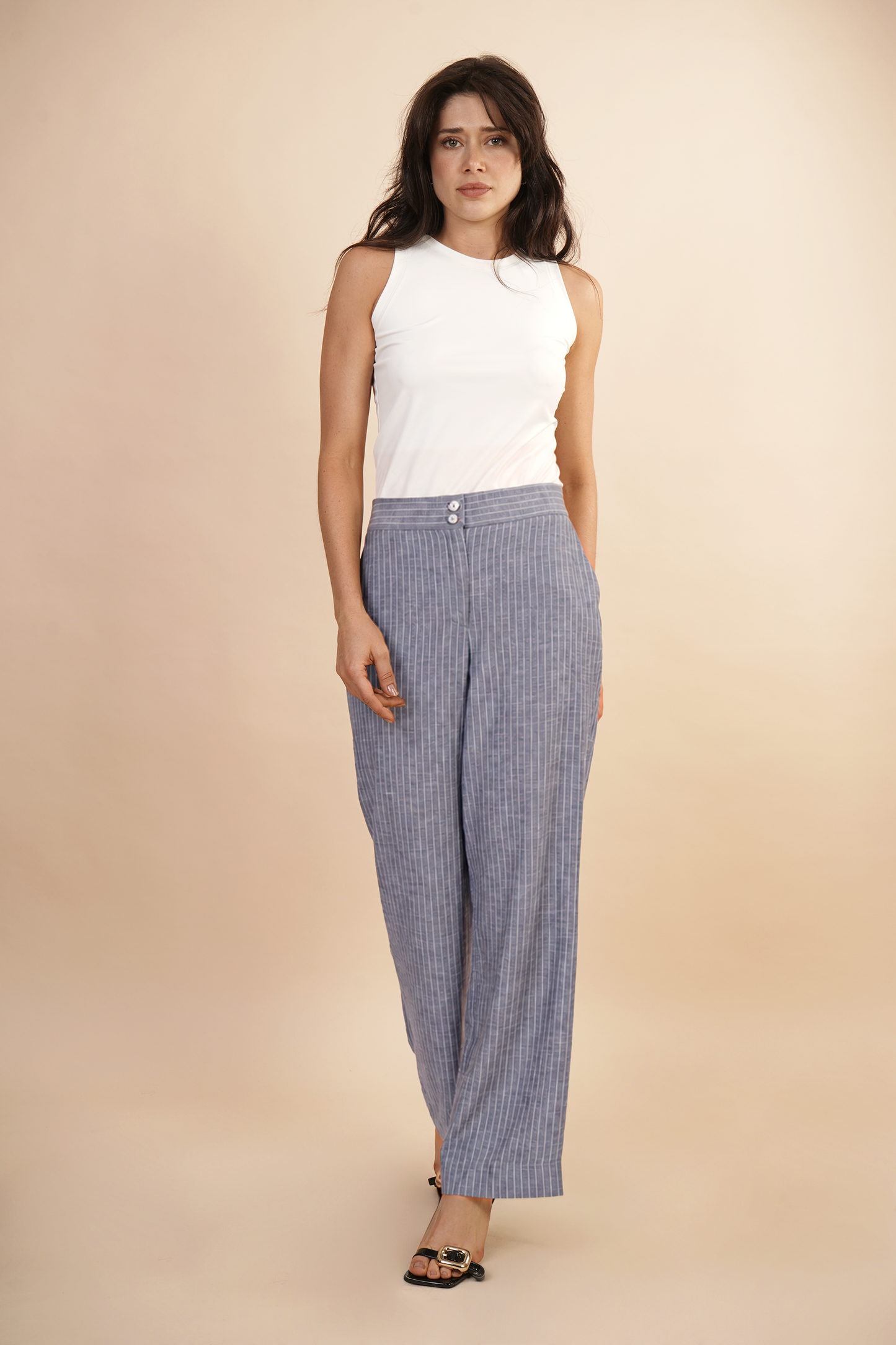 Pantalon A Rayas Marino 261041