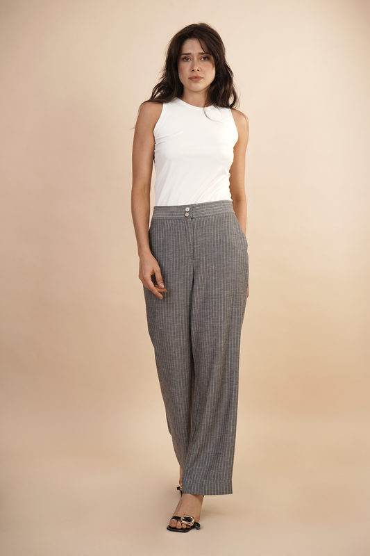 Pantalon A Rayas Gris 261041