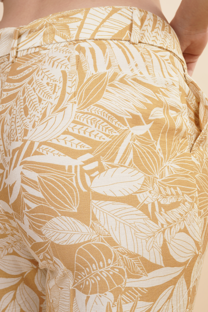 Pantalon Mostaza Estampado Tropical 261039