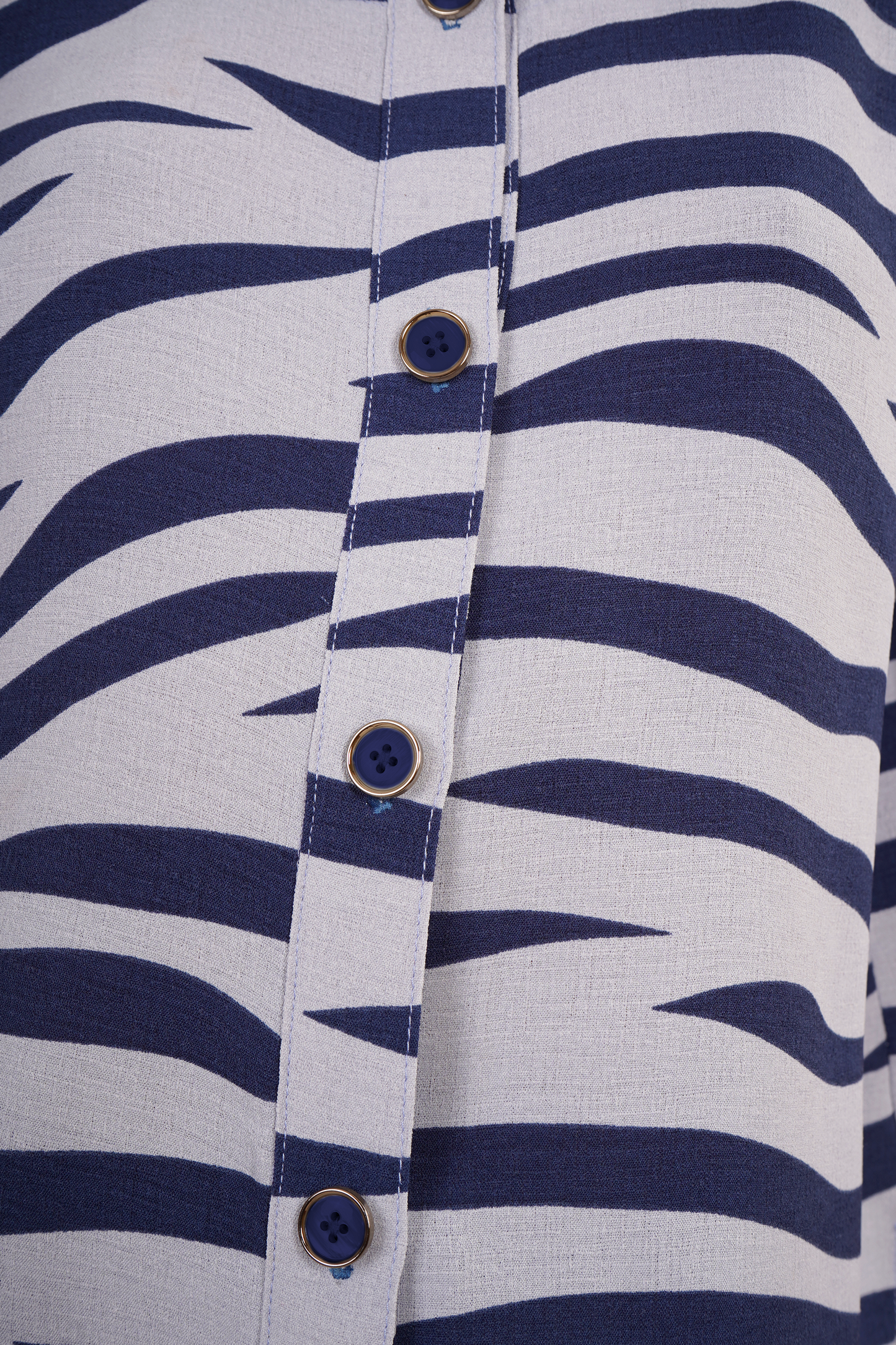 Blusa Estampada De Rayas Azules