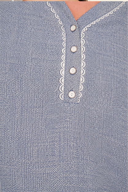 Blusa De Manga 3/4 Azul 262051