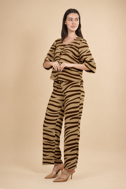 Blusa Estampada Marrón Claro