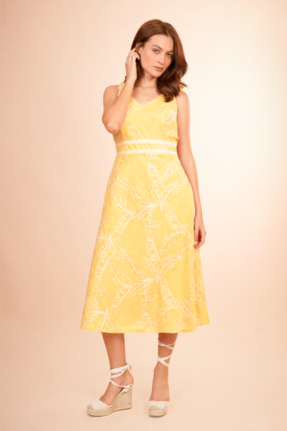 Vestido Con Tirantes Amarillo 267008