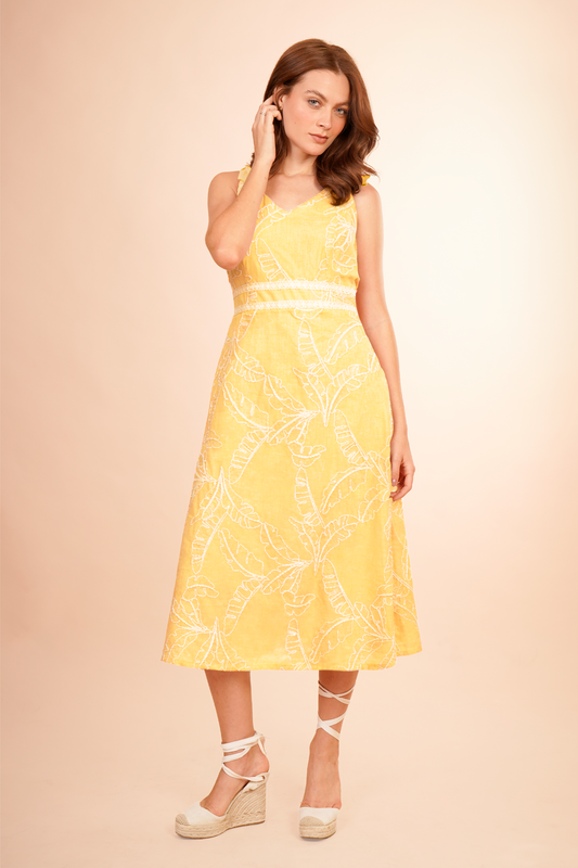 Vestido Con Tirantes Amarillo 267008