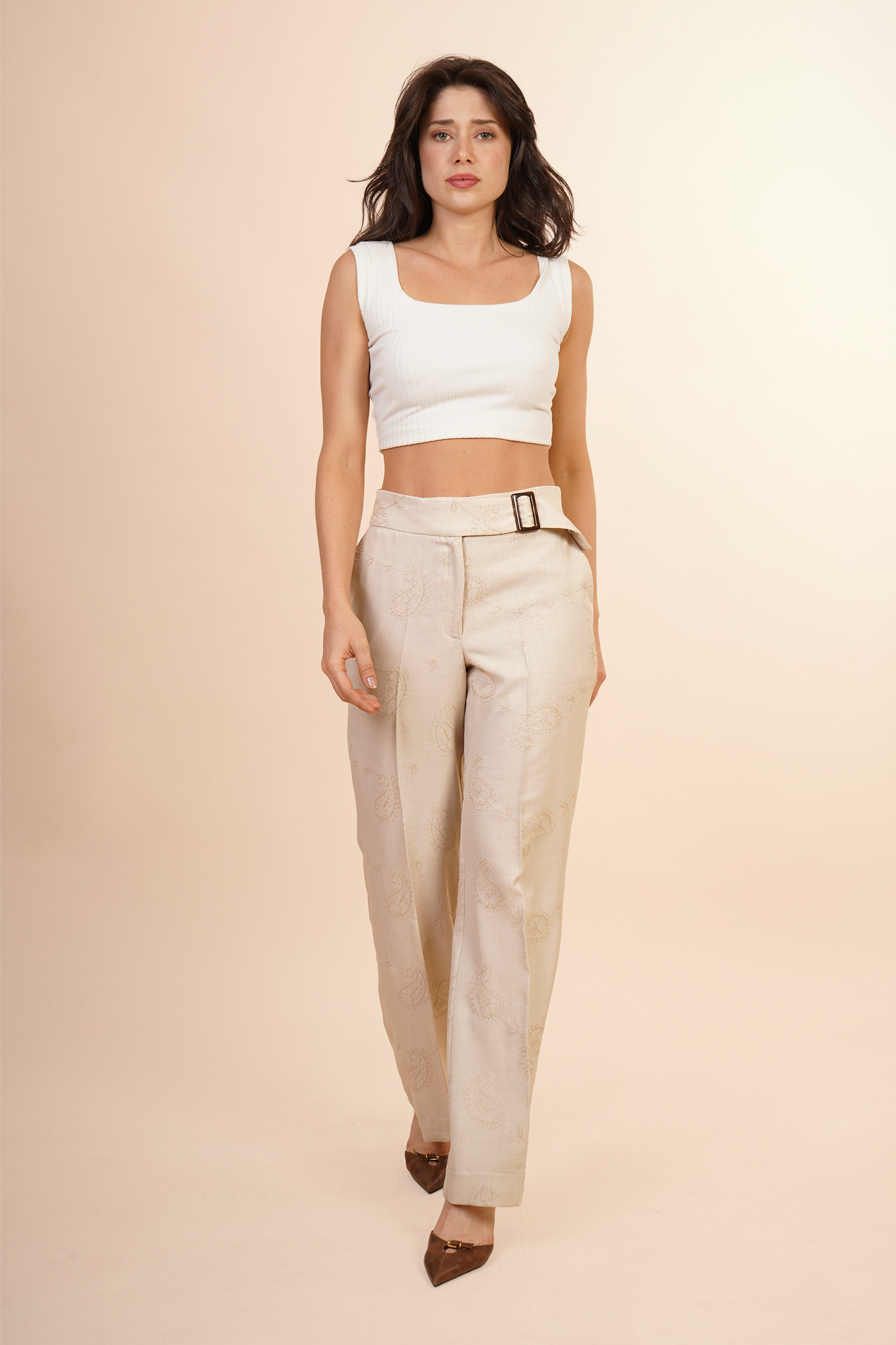 Pantalon Beige Bordada 261036