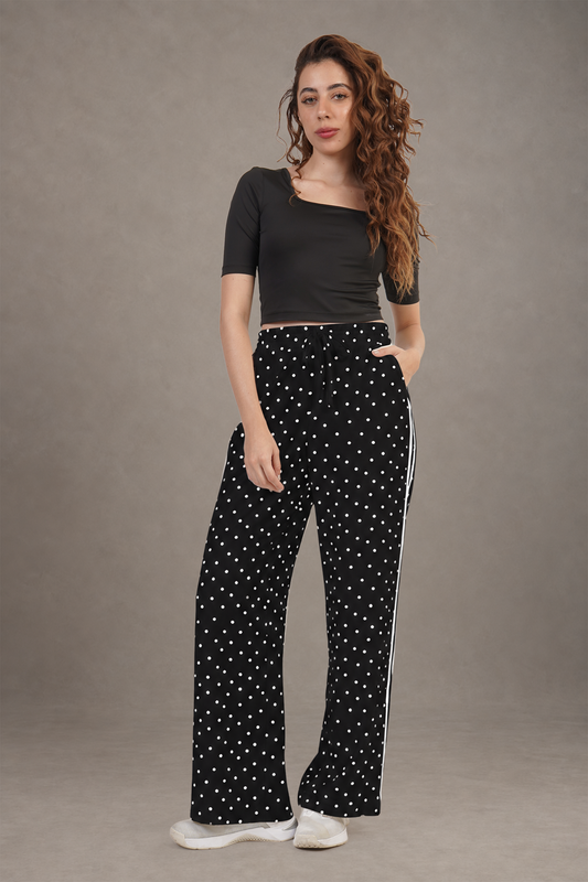 Pantalón Negro Con Bolitas Blancas