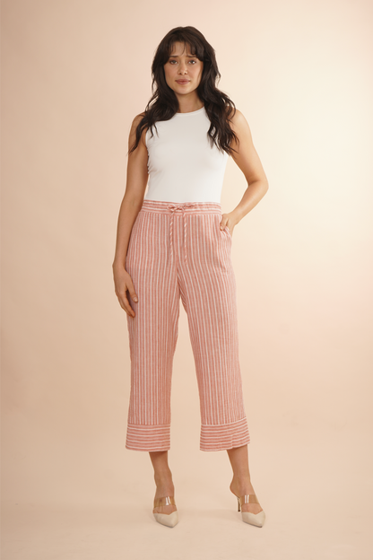 Pantalon Largo Capri Con Jareta Rosa 261017