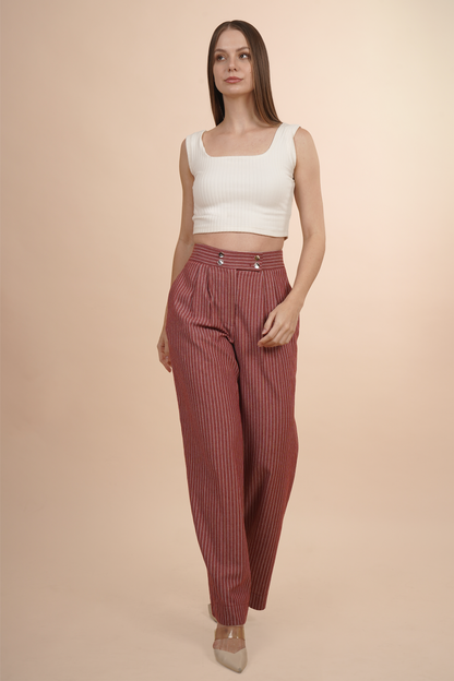 Pantalón de pierna ancha color vino